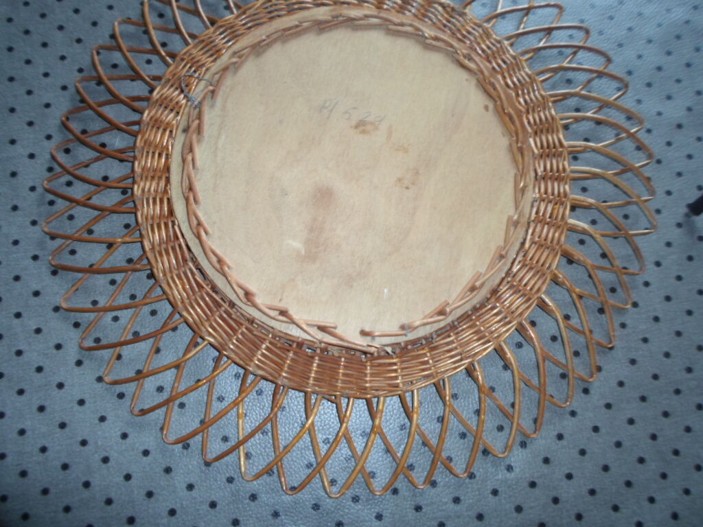 Miroir rotin soleil vintage 50x50cm