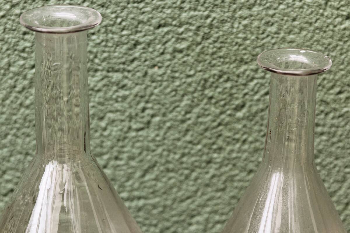 Pair of glass carafes, art deco