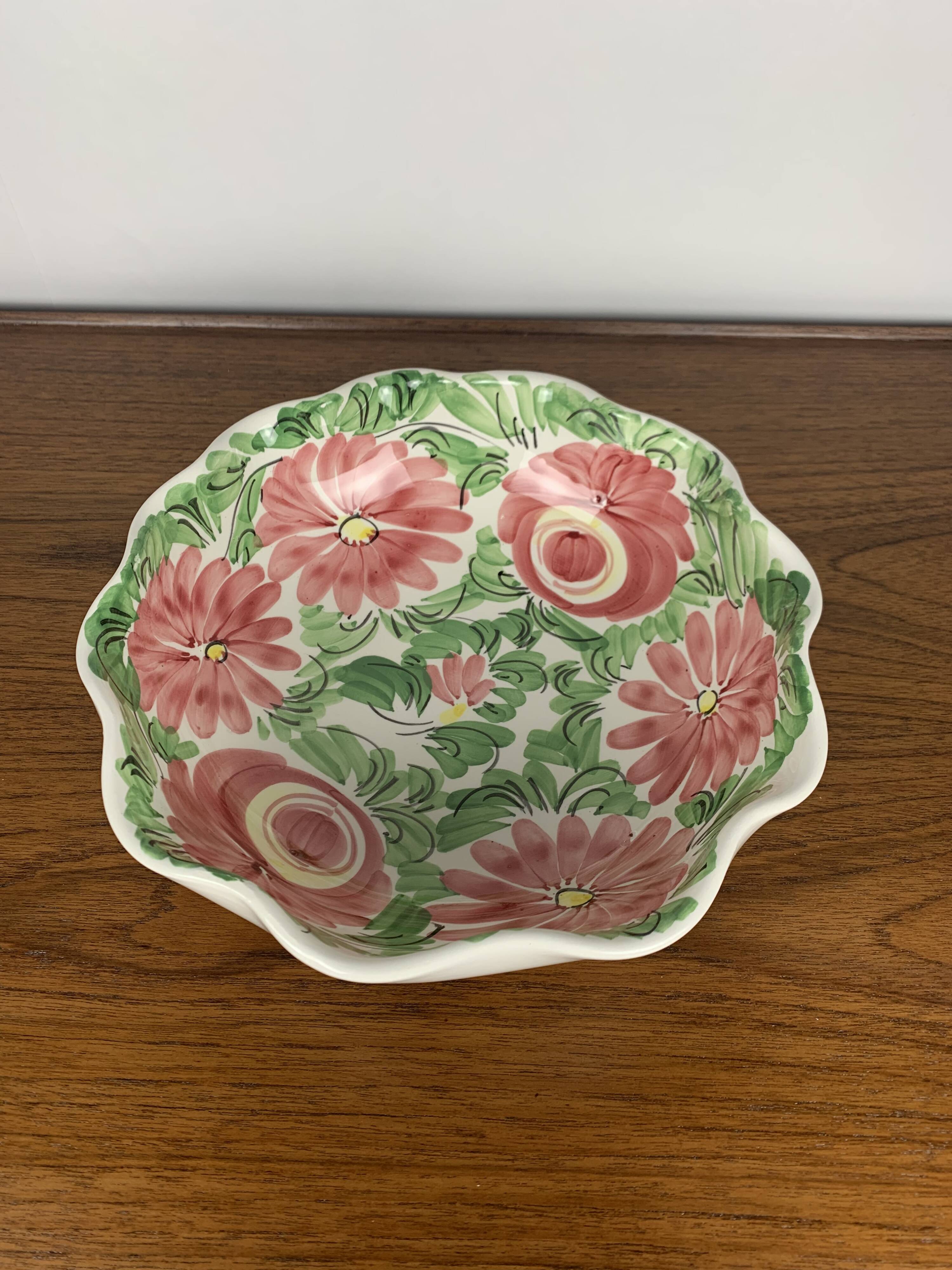 AMANO Vintage Floral Pattern Ceramic Salad Bowl