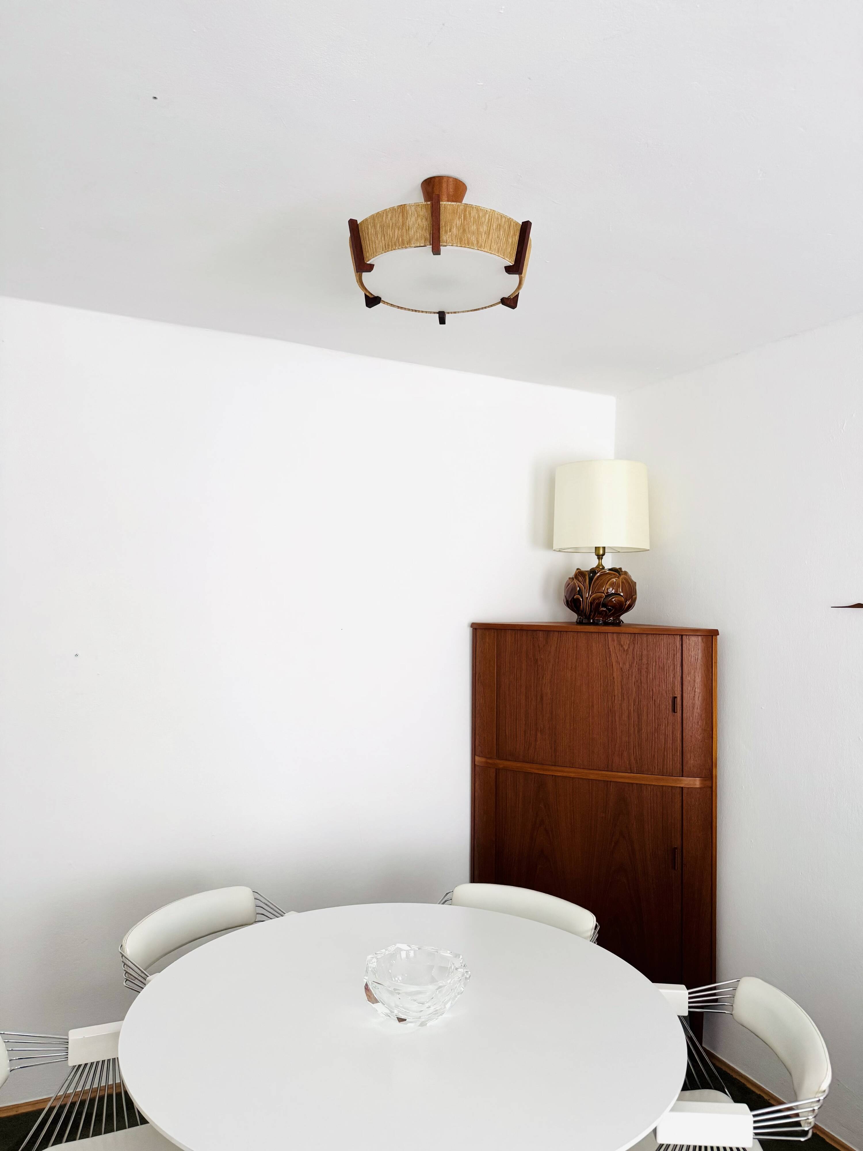 Japan Style Sisal and Teak Pendant Lamp by Temde