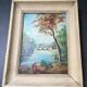 Painting Oil on Wood Bucolic Landscape Signed Louis Andrey