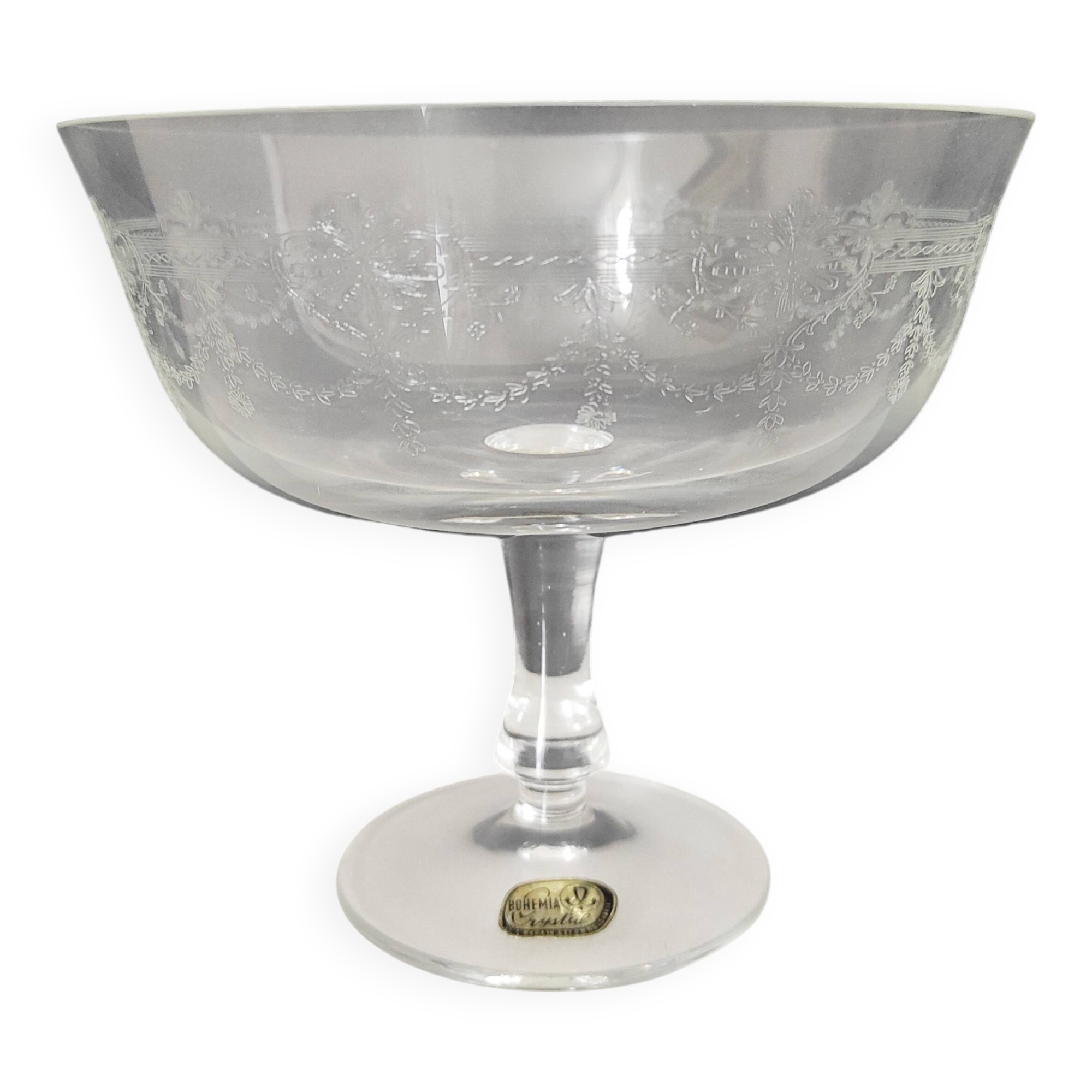 Bohemian crystal stemmed bowl
