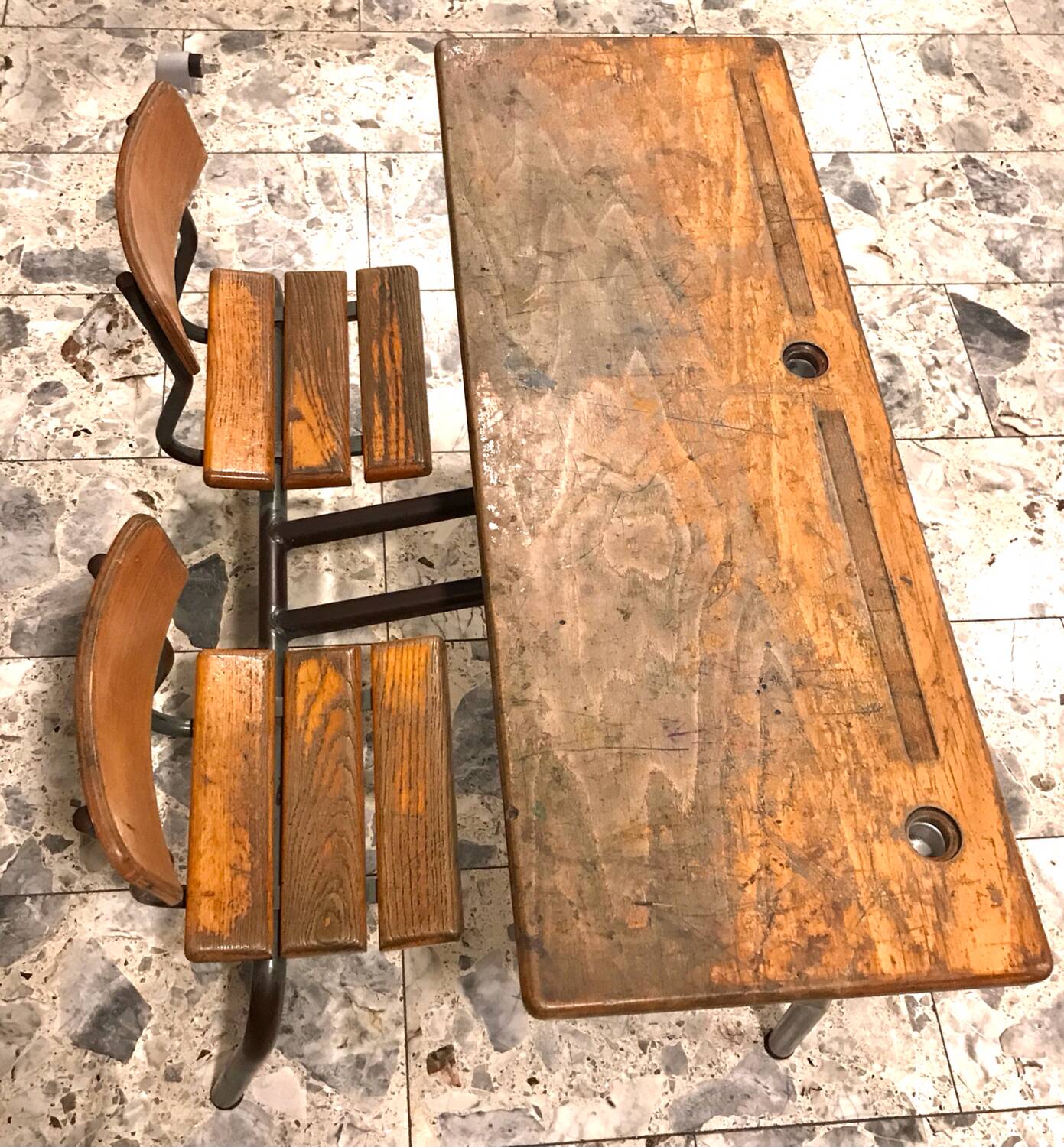 Vintage double school desk