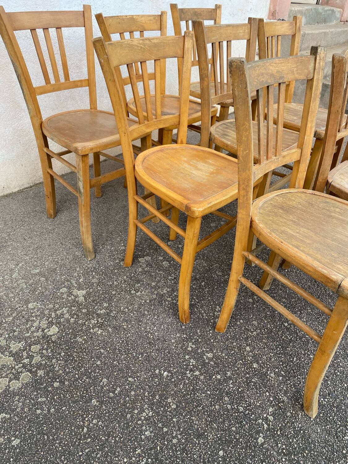 Set of 9 raw bistro chairs