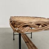 Woven wicker and metal coffee table 1960
