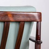 Danish 3 seater sofa in Rosewood and new fabric by Grete Jalk for Poul Jepessen 1960.