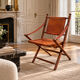 Vintage Safari Armchair in Cognac Leather and Turned Wood – 1940s/50s