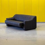 Black leather 3-seater sofa by De Side, from 1970's model 44