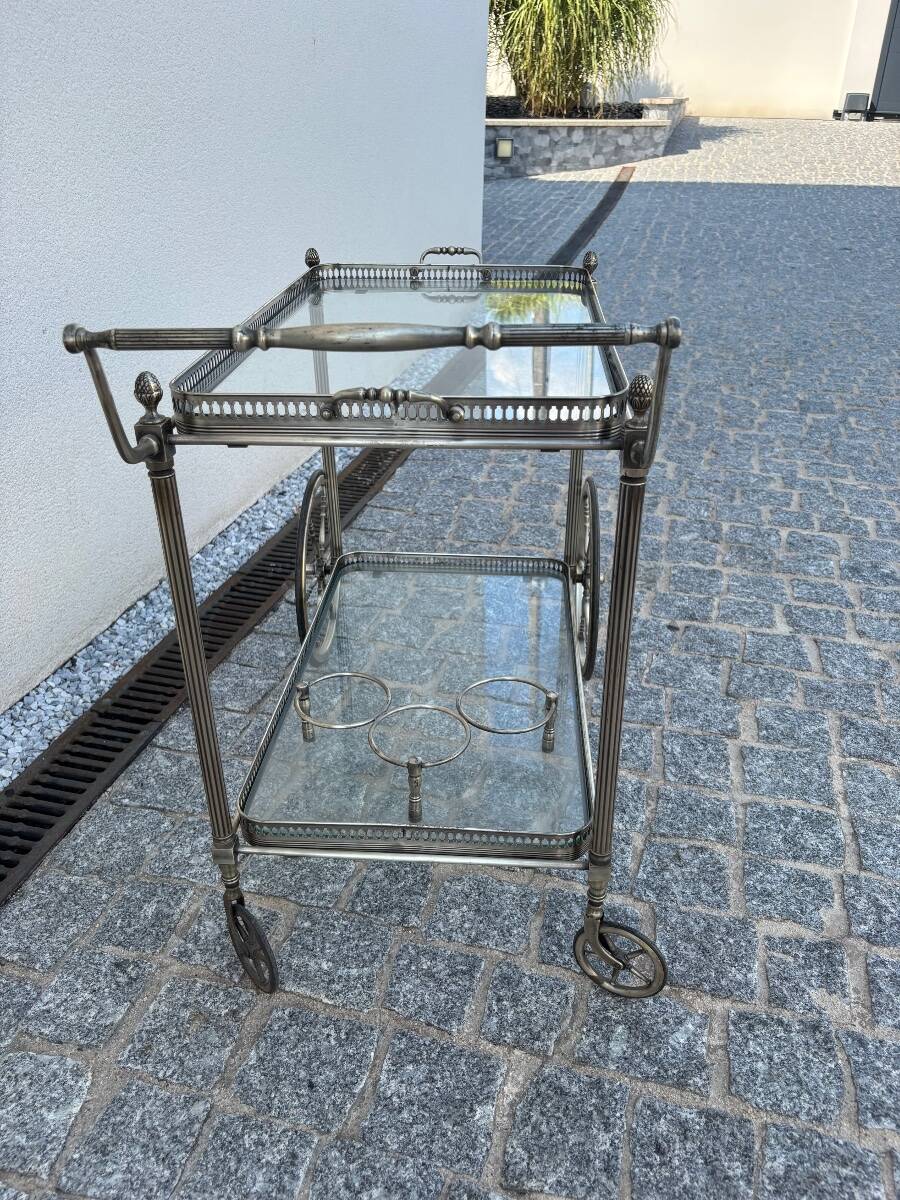 Jansen Silver-finish Rolling Serving Cart