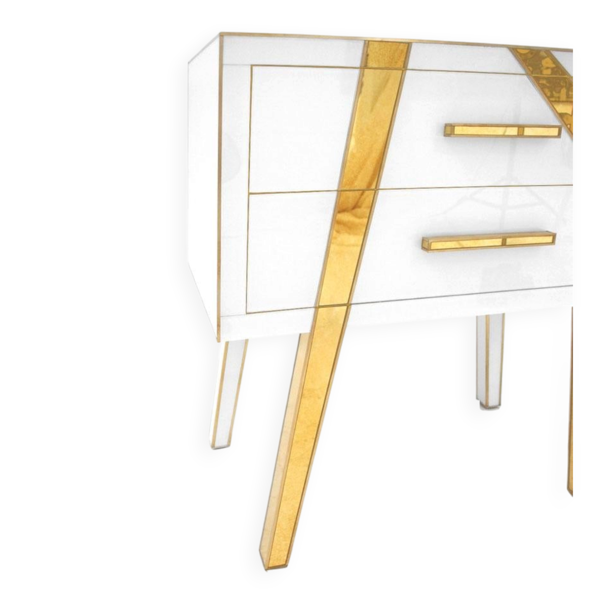 Pair of Contemporary Solid Wood and Glass Italian Bedside Tables by L.a. Studio