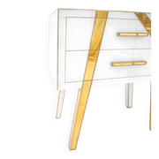 Pair of Contemporary Solid Wood and Glass Italian Bedside Tables by L.a. Studio