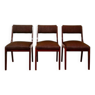 Set of 3 chairs in wood and thick fabric