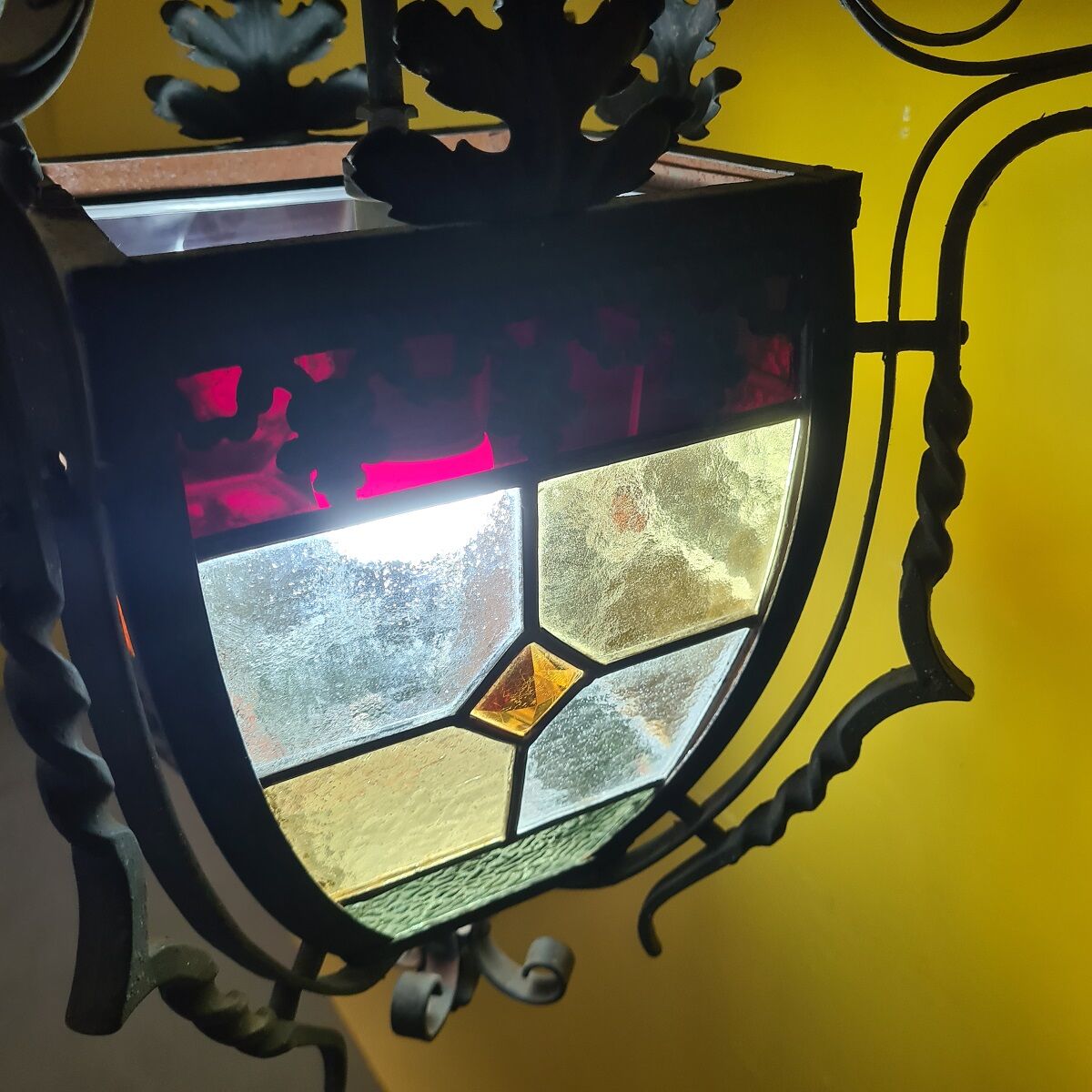 Antique french gothic style hanging lantern, from around 1900.