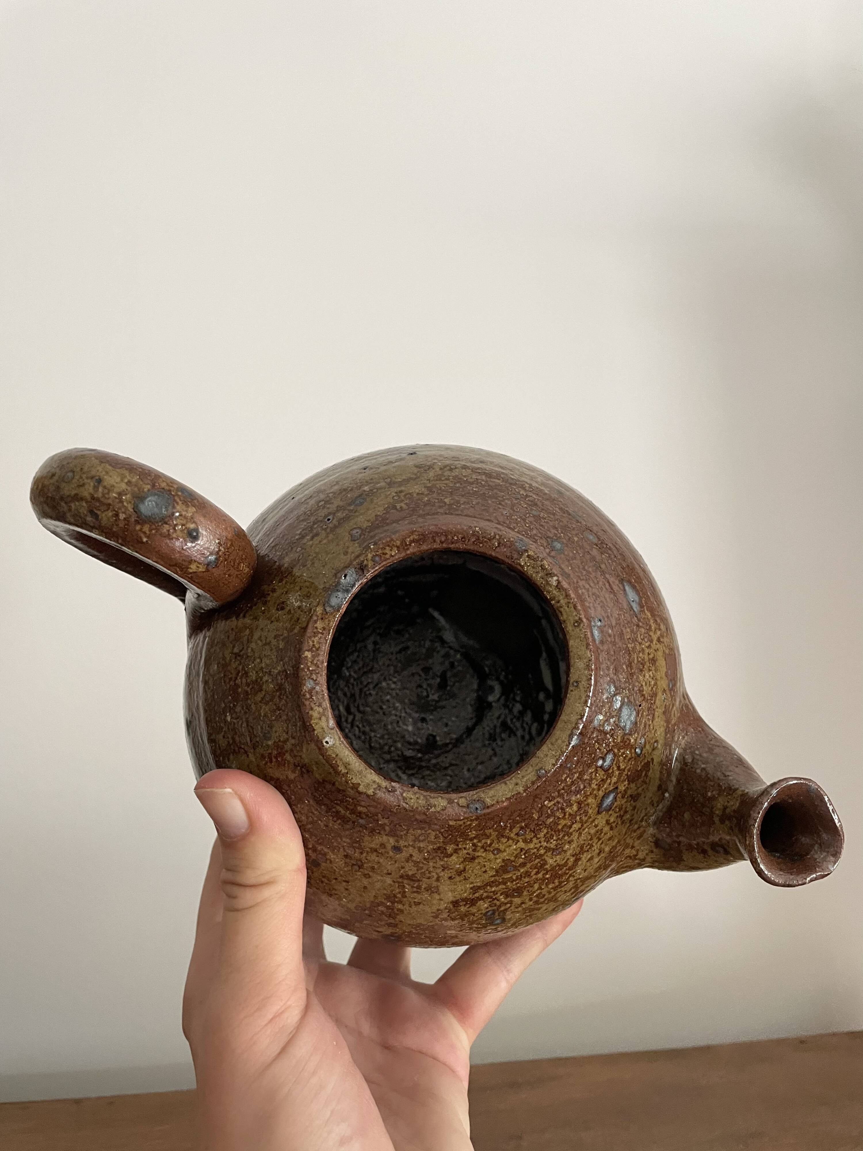 Théière avec 2 tasse à café en grès design vintage