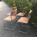 4 chaises acier chromé velours tabac 70