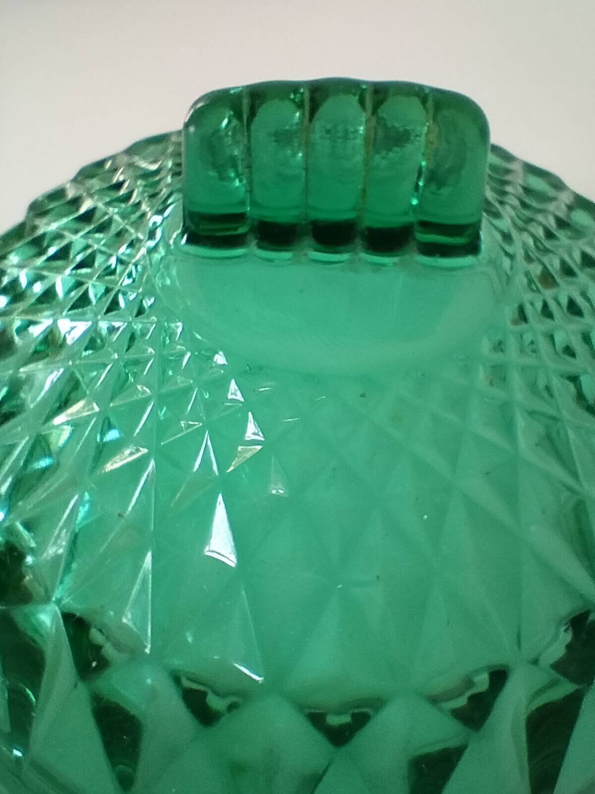 Vintage Arcoroc mint green cut glass sugar bowl or sweet jar