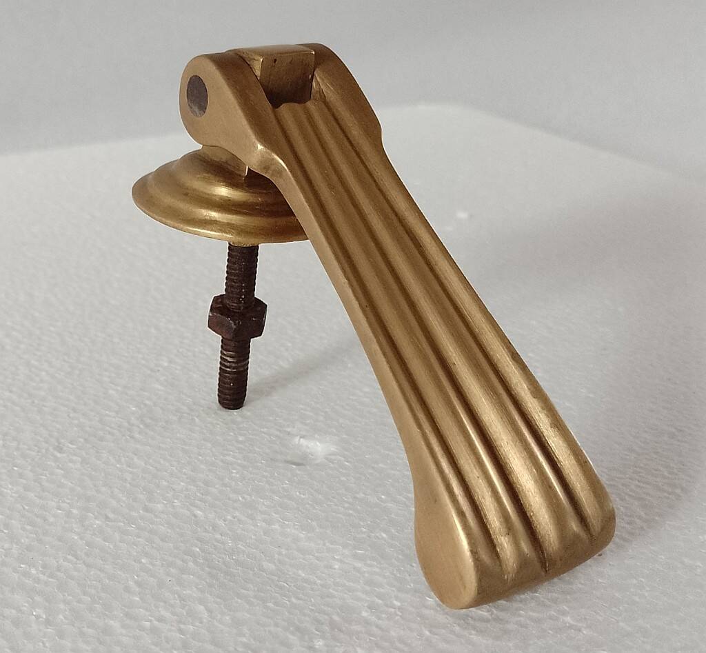 Antique Edwardian Fluted Brass Front Door Knocker | Old Vintage Door Knocke