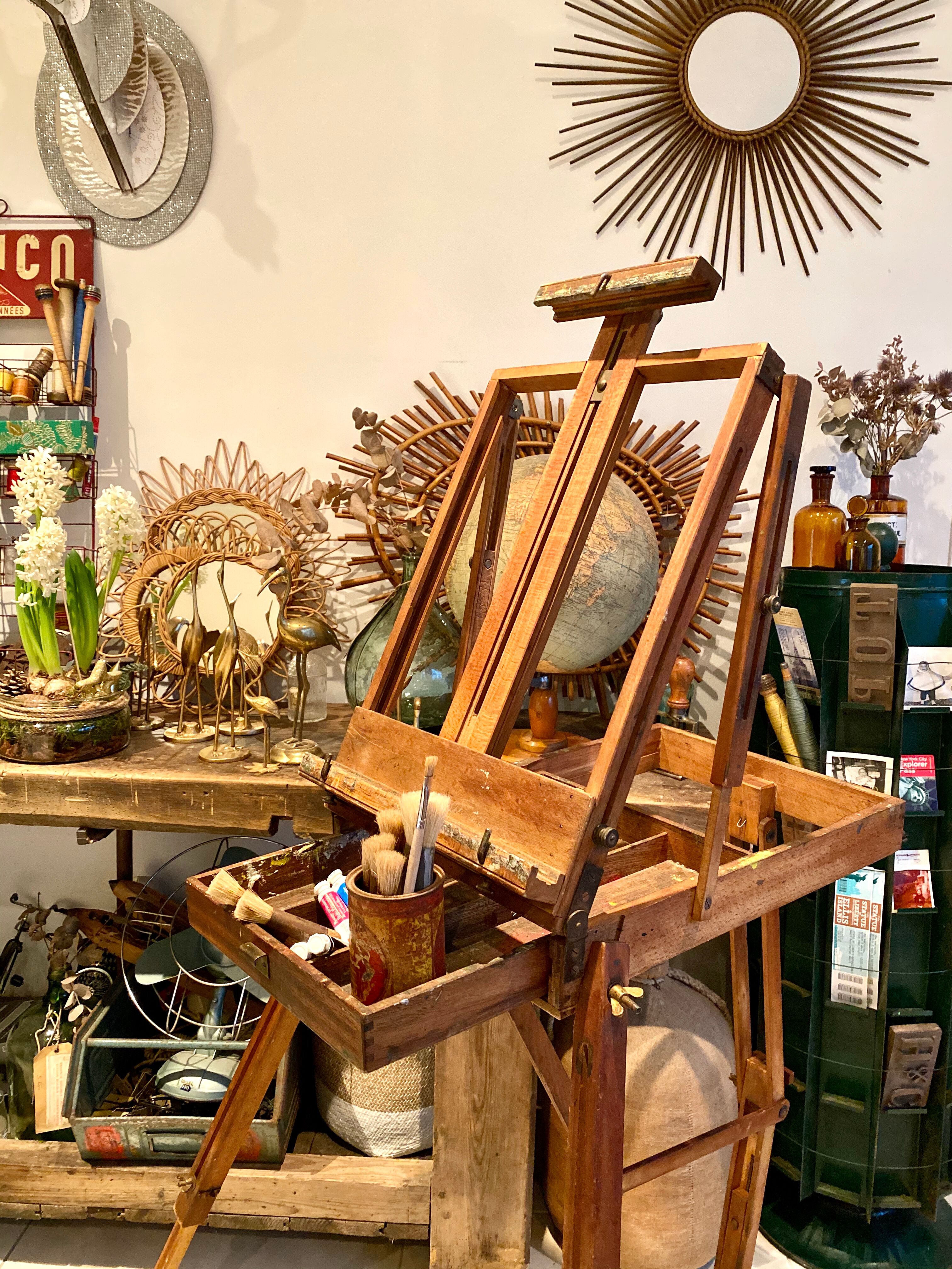 Old collapsible wooden painter's easel