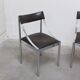 Set of 4 Italian chrome & leather dining chairs, 1970s