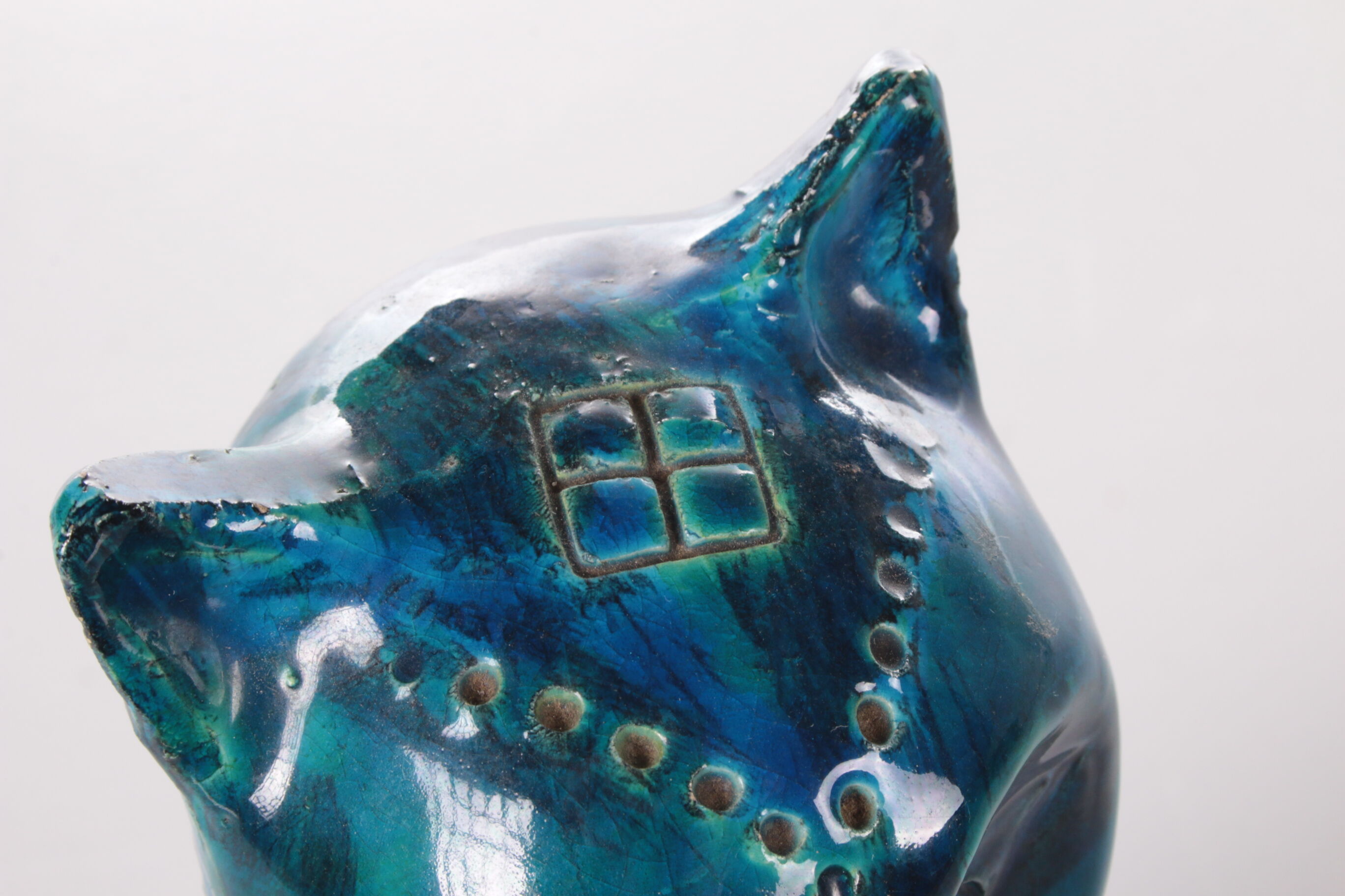 Rimini Blue cat made of ceramics by Aldo Londi,1960