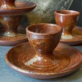 Four pyrite stoneware shells