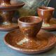Four pyrite stoneware shells