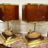 Pair of Brass and Bakelite Duck Lamps from the 1970s