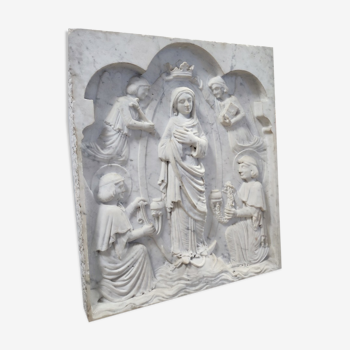 Bas relief en marbre scène relogieuse