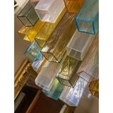 Contemporary Multicolored "Squared" Murano Glass Chandelier