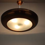 Large Art Deco Copper UFO Hanging Lamp, Czechoslovakia, 1930s