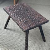 Rustic gouged wood side table