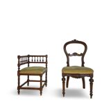 2 chaises et 1 chaise de coin italiennes, années 1950