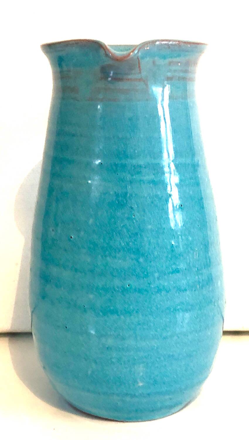 Blue ceramic pitcher