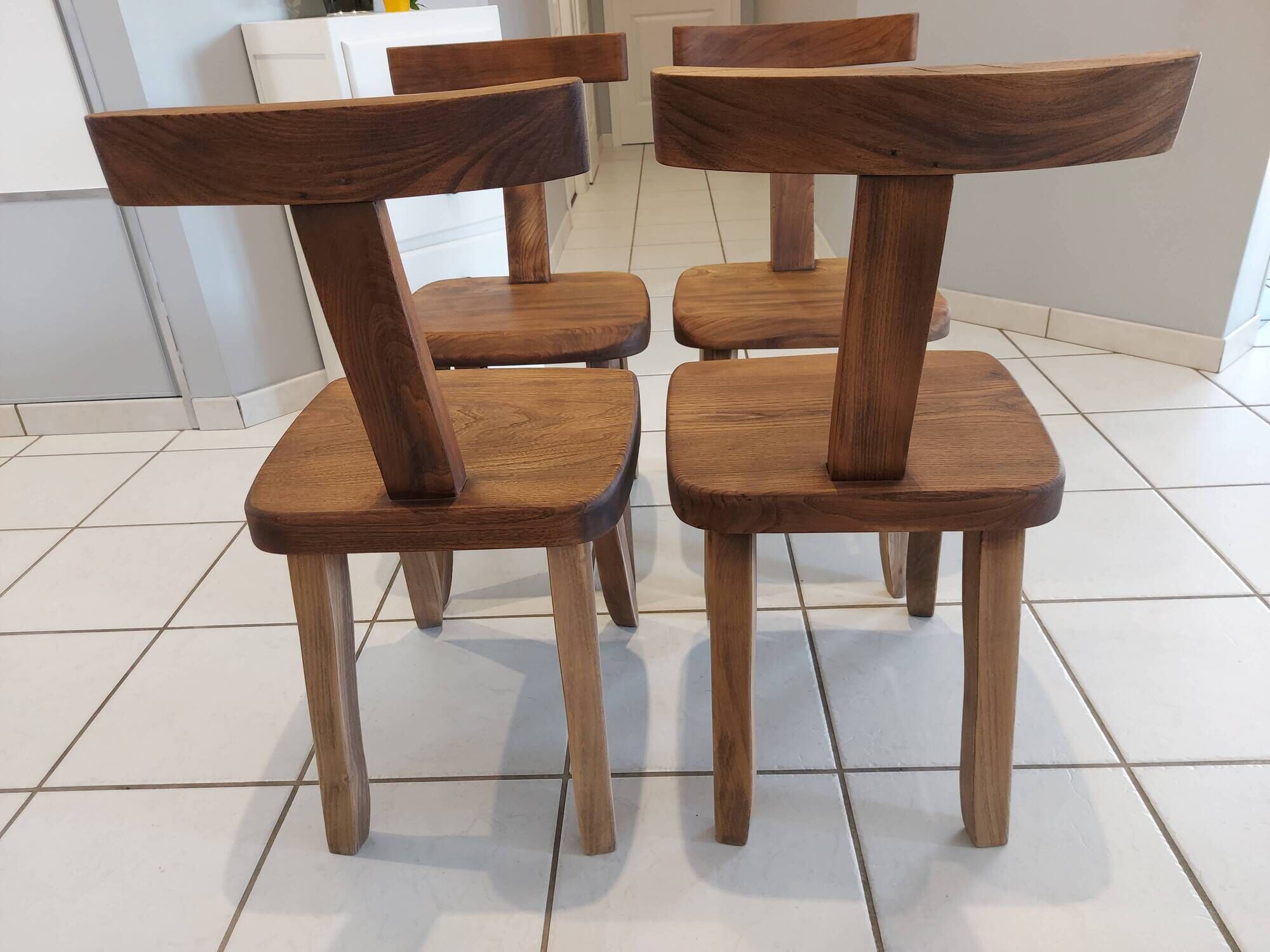 Suite of 4 rustic chairs from the 70/80's