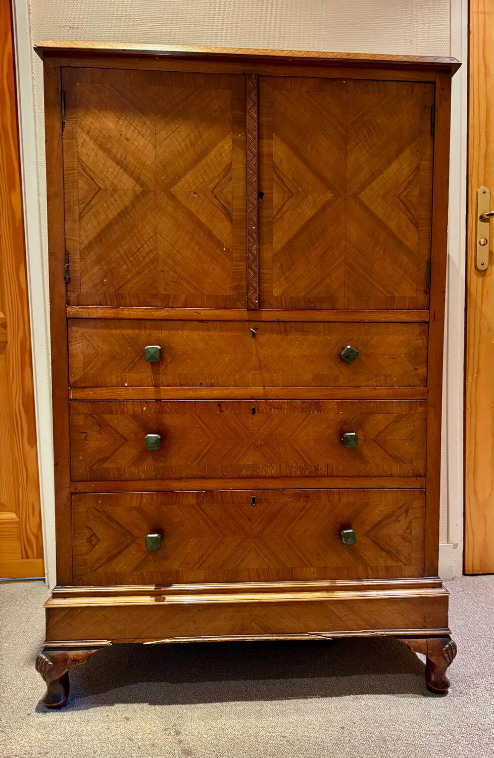 Superb tall solid wood chest of drawers – Art Deco style, circa 1900