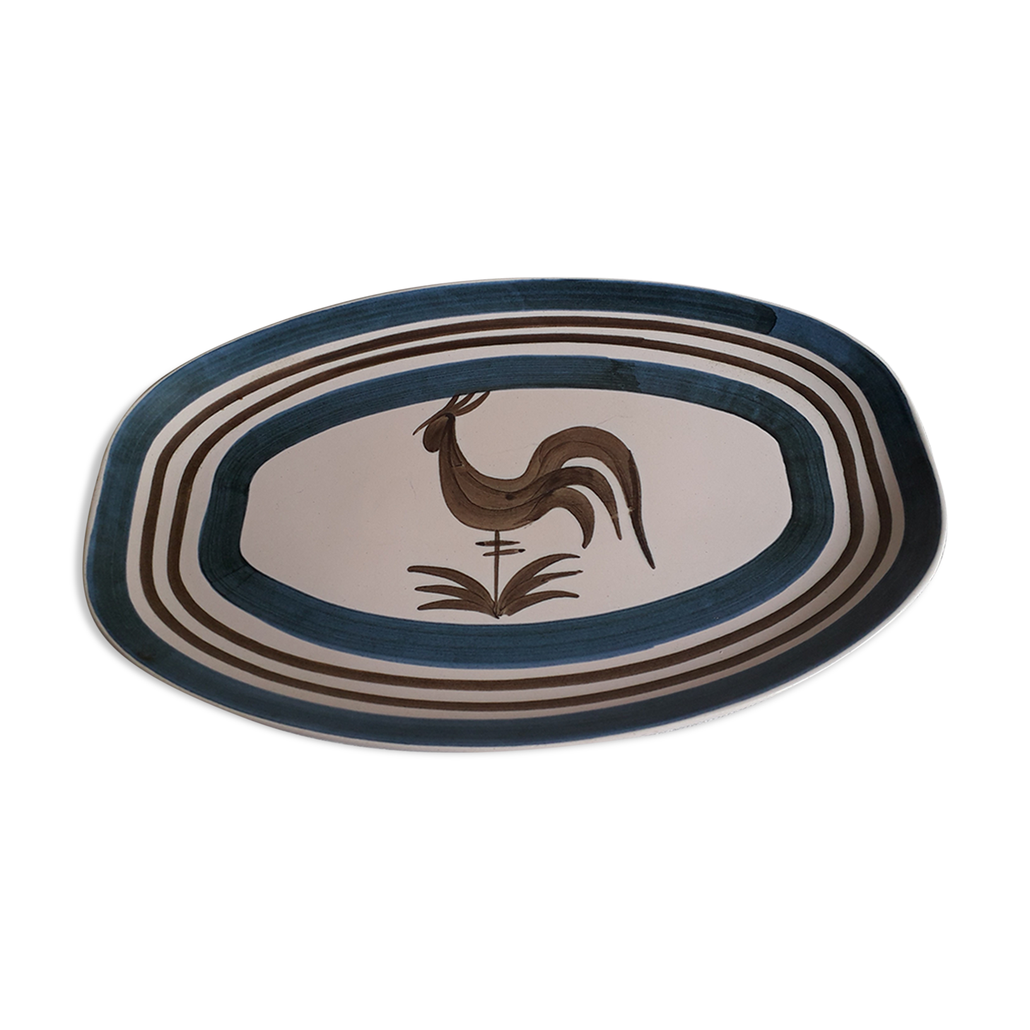 Longchamp sandstone dish with 70s rooster decorations