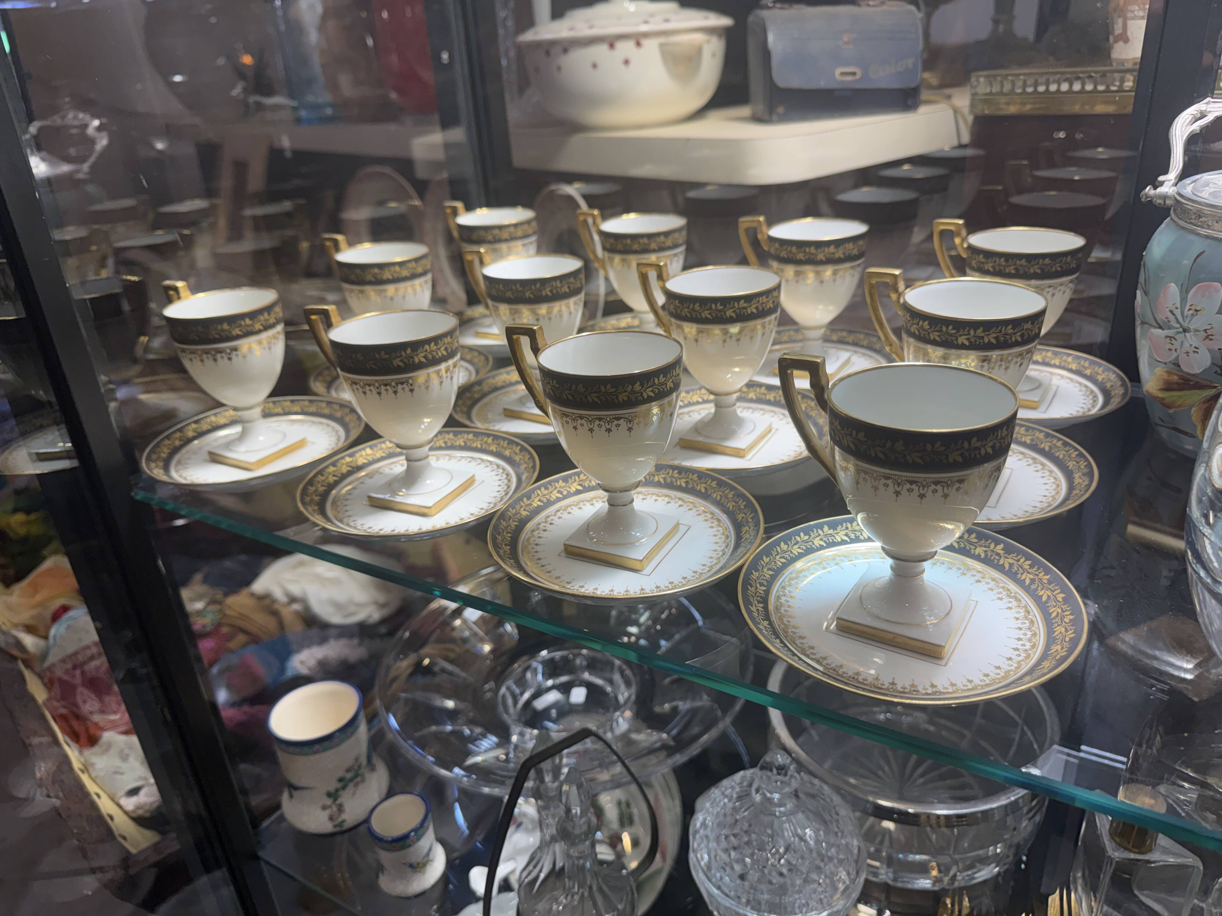 Coffee service for 12 cups Empire, Limoges porcelain, brand "A.F.", circa
