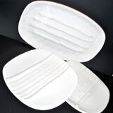 Asparagus set: 2 plates + asparagus dish in antique earthenware