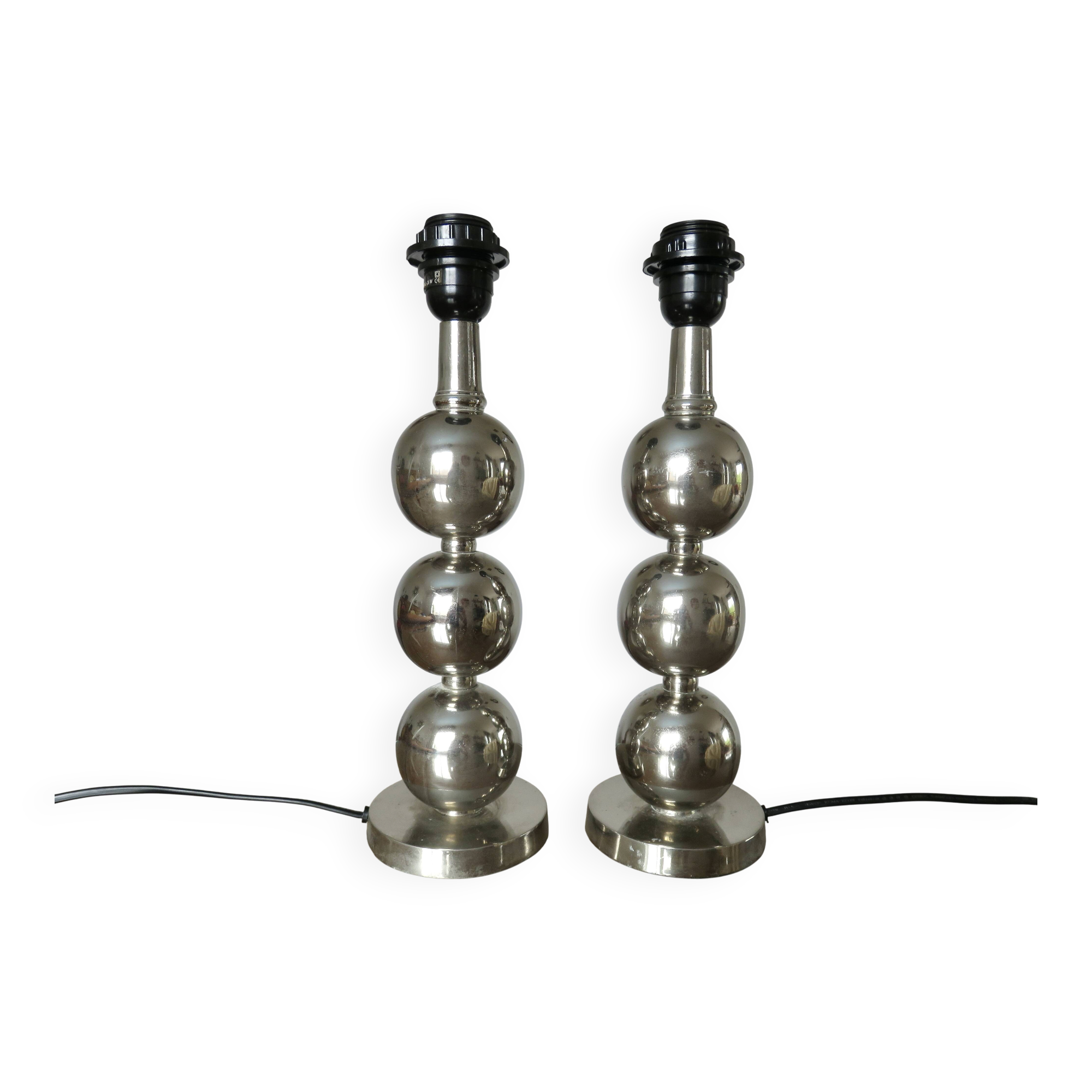Paire de lampes en métal chromé années 70