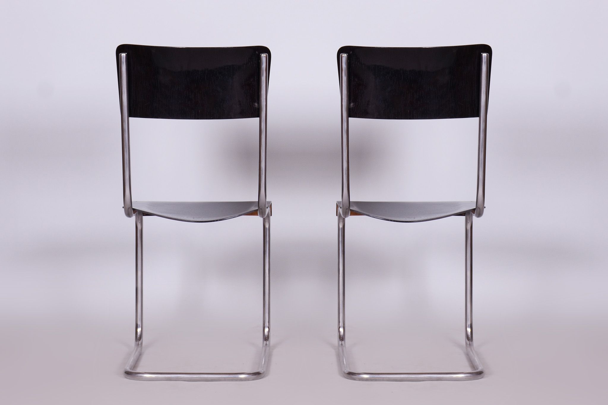 Set of 6 Vintage Bauhaus Chairs, Restored, Gloss, Vichr a Spol, Czechia, 1930s