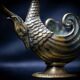 Bronze patinated pocket emptier with swan decoration by Max Le Verrier.