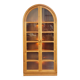 Elegant vintage Danish display cabinet with glass panels and atmospheric lighting
