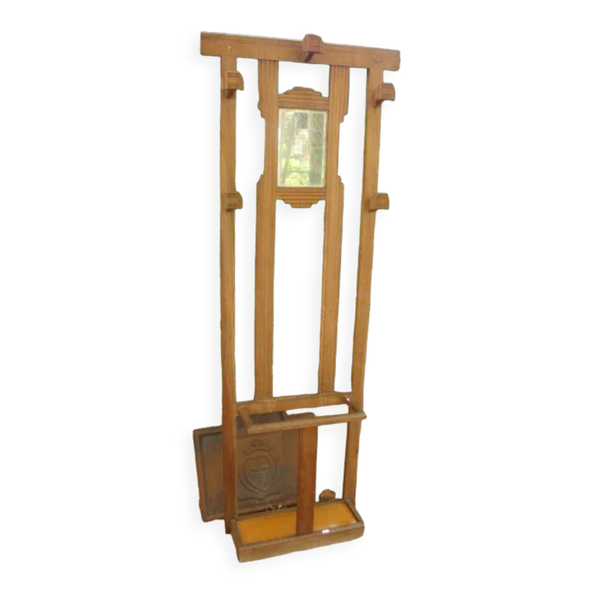 Solid oak wardrobe four vintage hooks