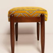 GFM Mid Century Stool in Yellow Jacquard by Casamance, E. Homa, Europe, 1960s
