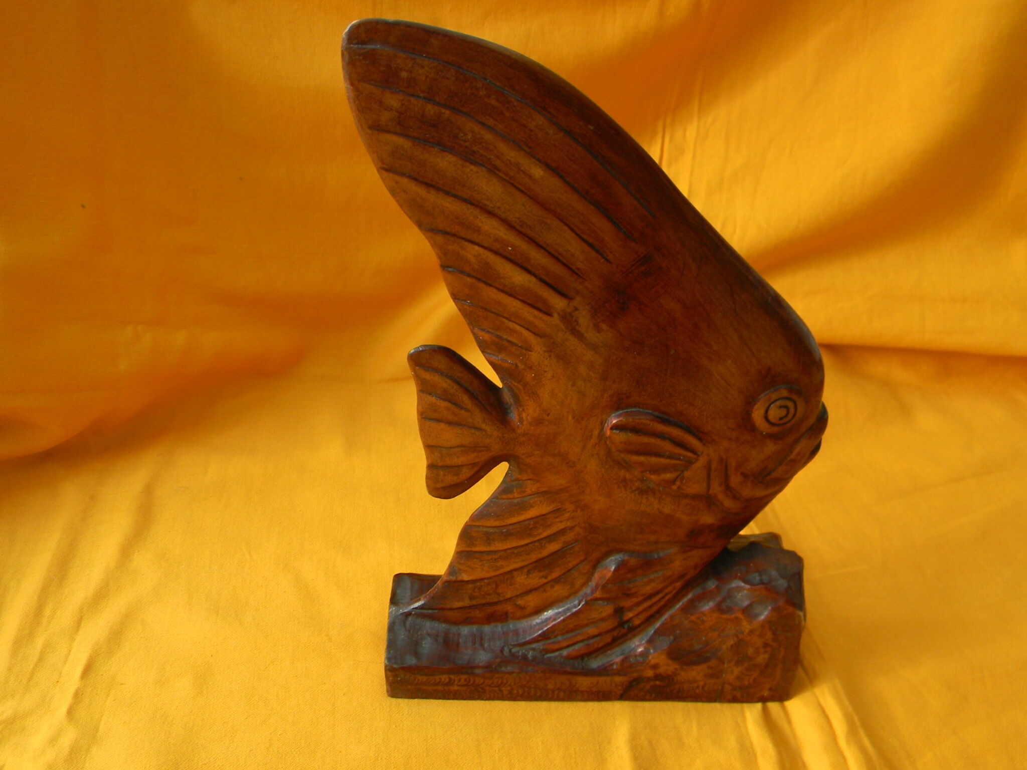 Wooden sculpture representing a langeac fish