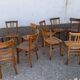 Set of 13 old art deco bistro chairs from the 1930s in light wood