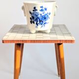 Cache-pot en porcelaine à pieds | Décor flora bleu cobalt | Lyngby Danemark