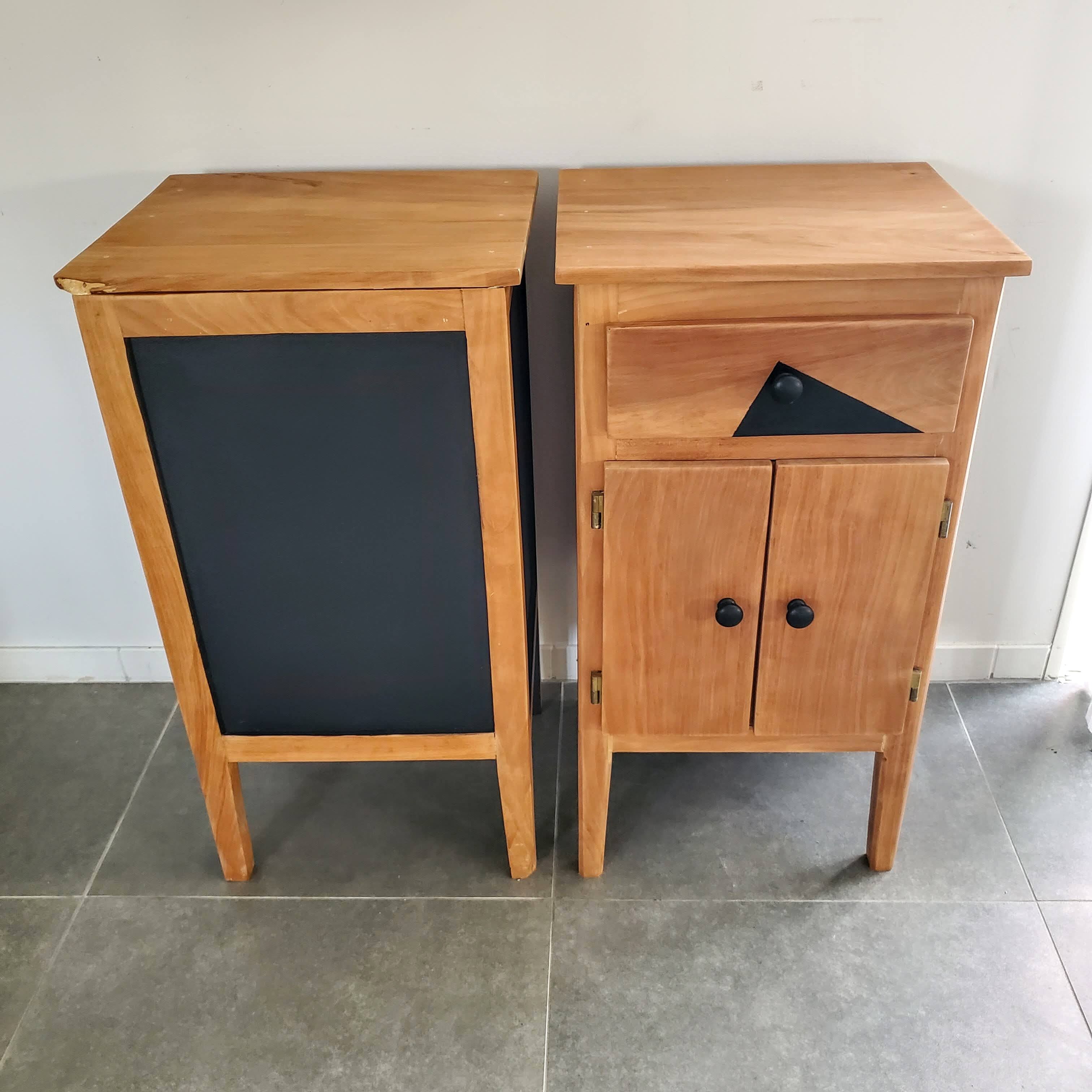 Lot de 2 chevets bois et patine