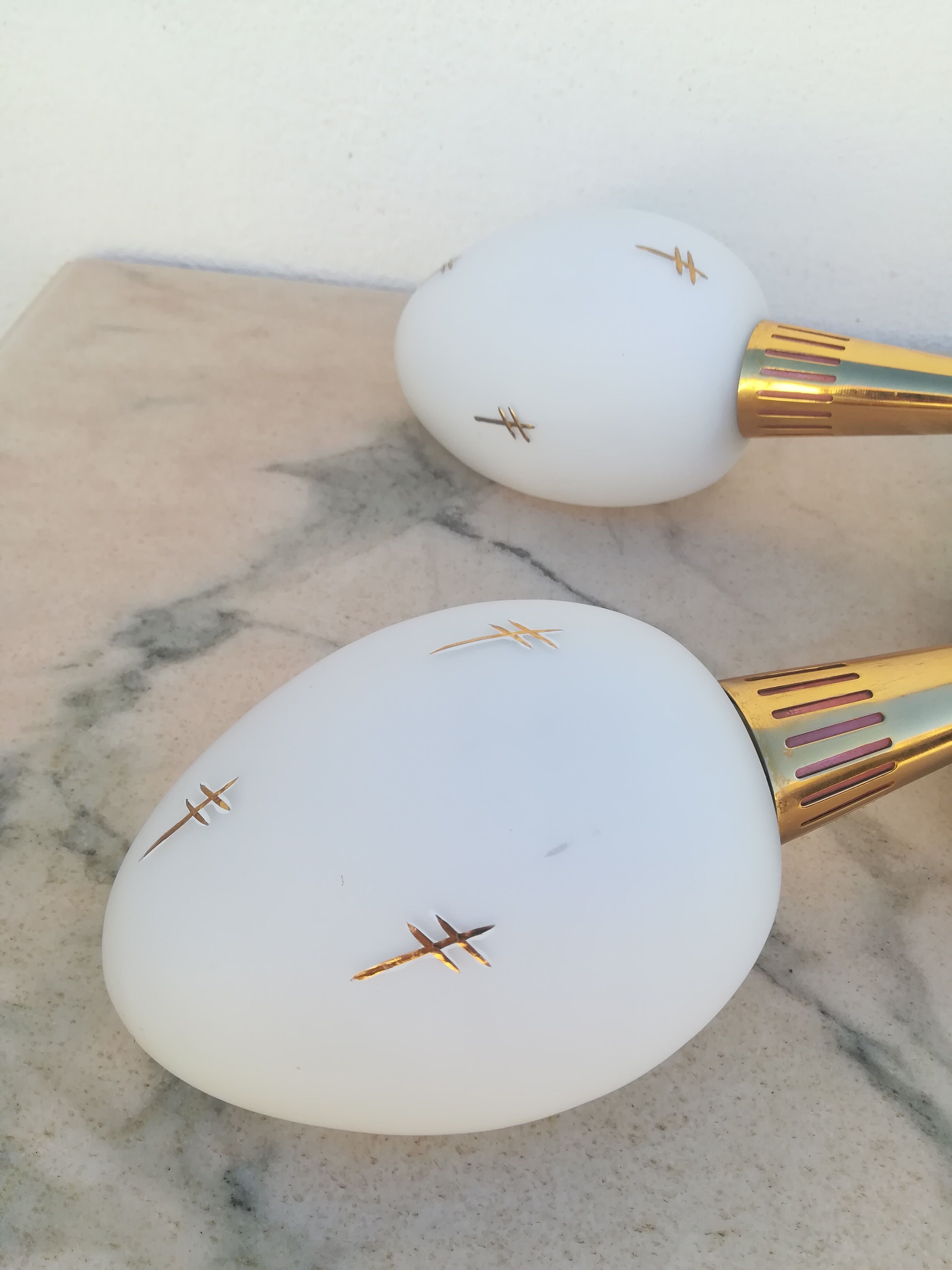 Double sconce brass and opalines by Lunel