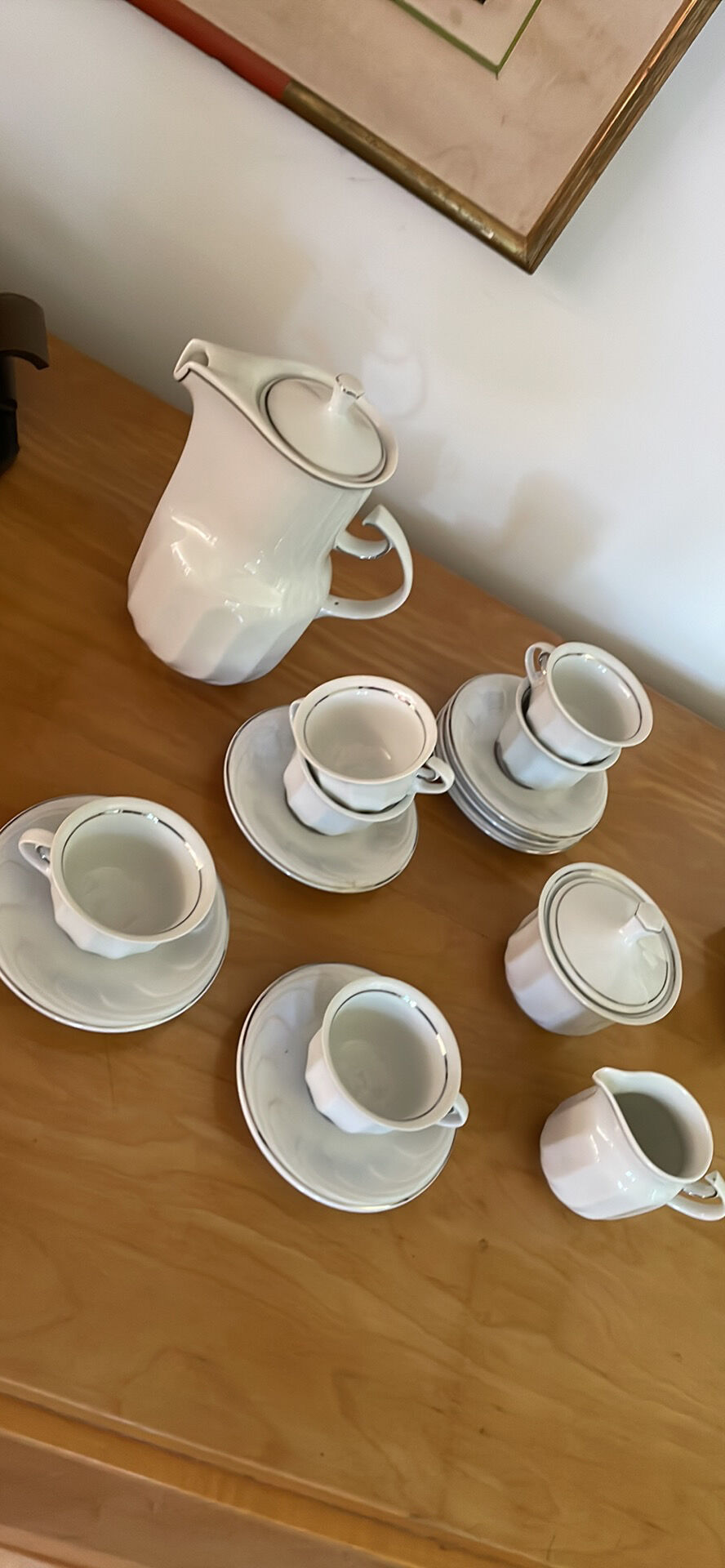 Vintage white porcelain coffee service from hollóháza hungary